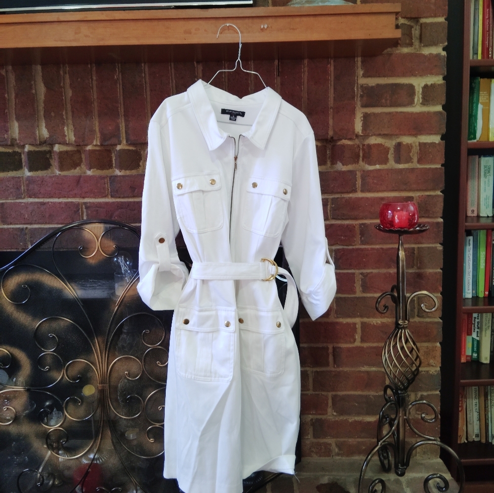 White Belted Utility Dress